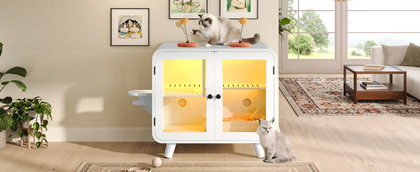 Cat Hidden Litter Box Enclosure With RGB image 4