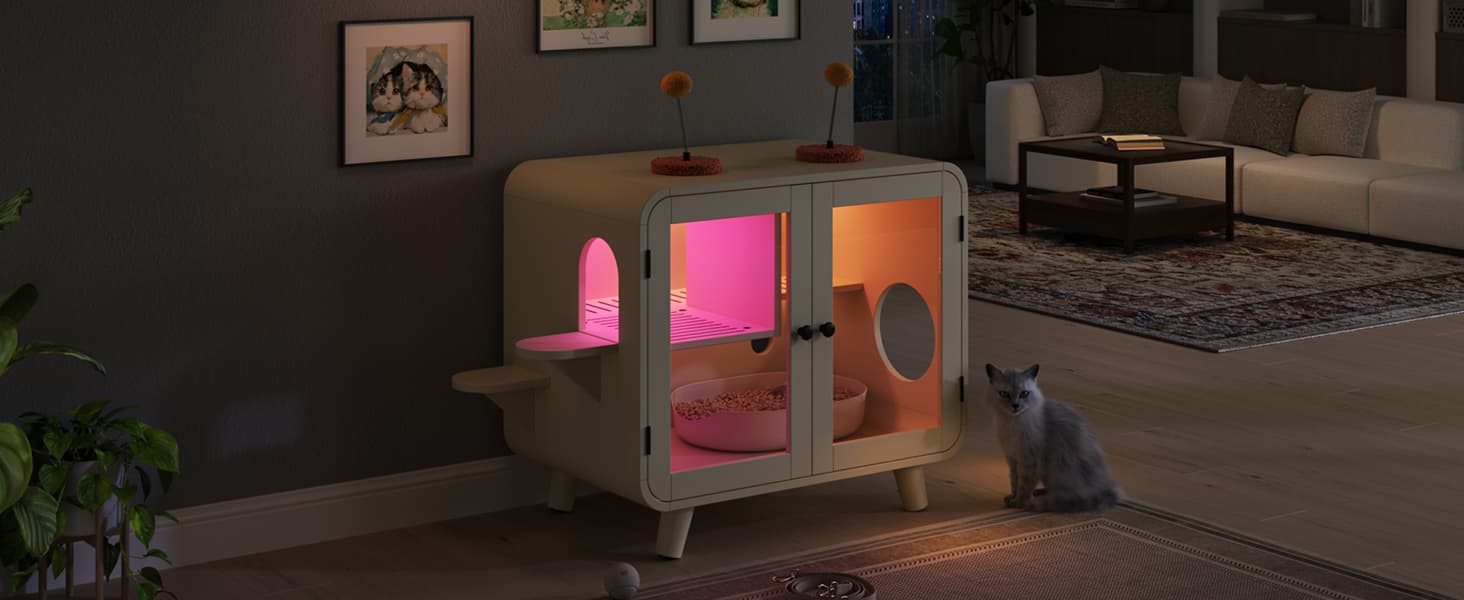 Cat Hidden Litter Box Enclosure With RGB image 5