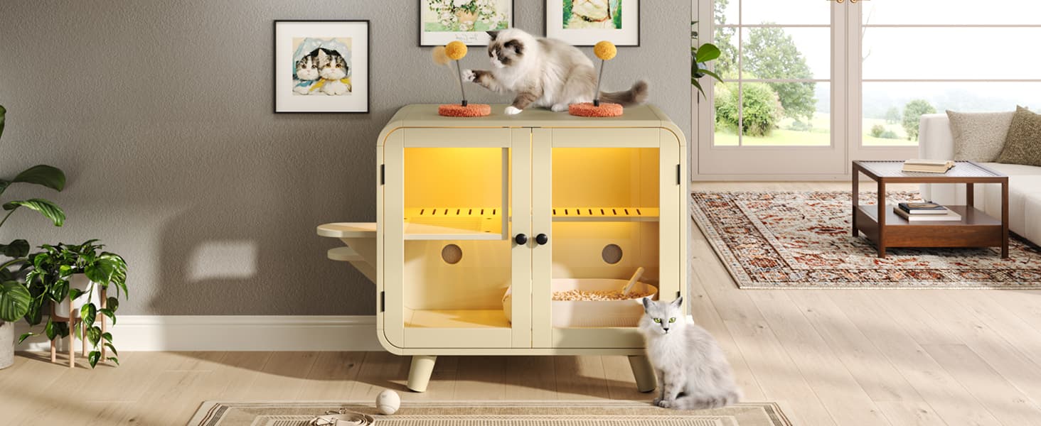 Cat Hidden Litter Box Enclosure With RGB image 4