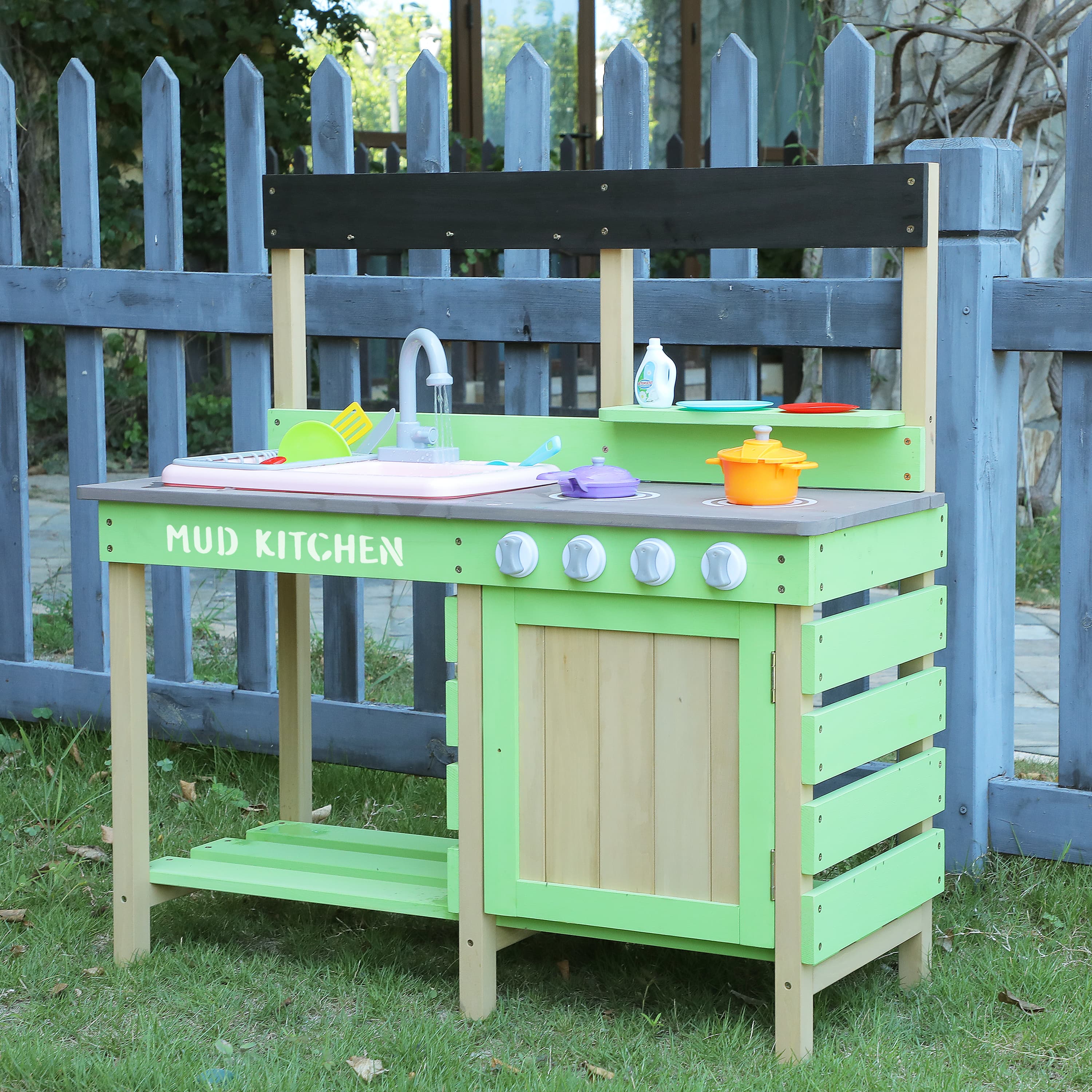 Kids Play Kitchen, Wood Mud Kitchen With image 9