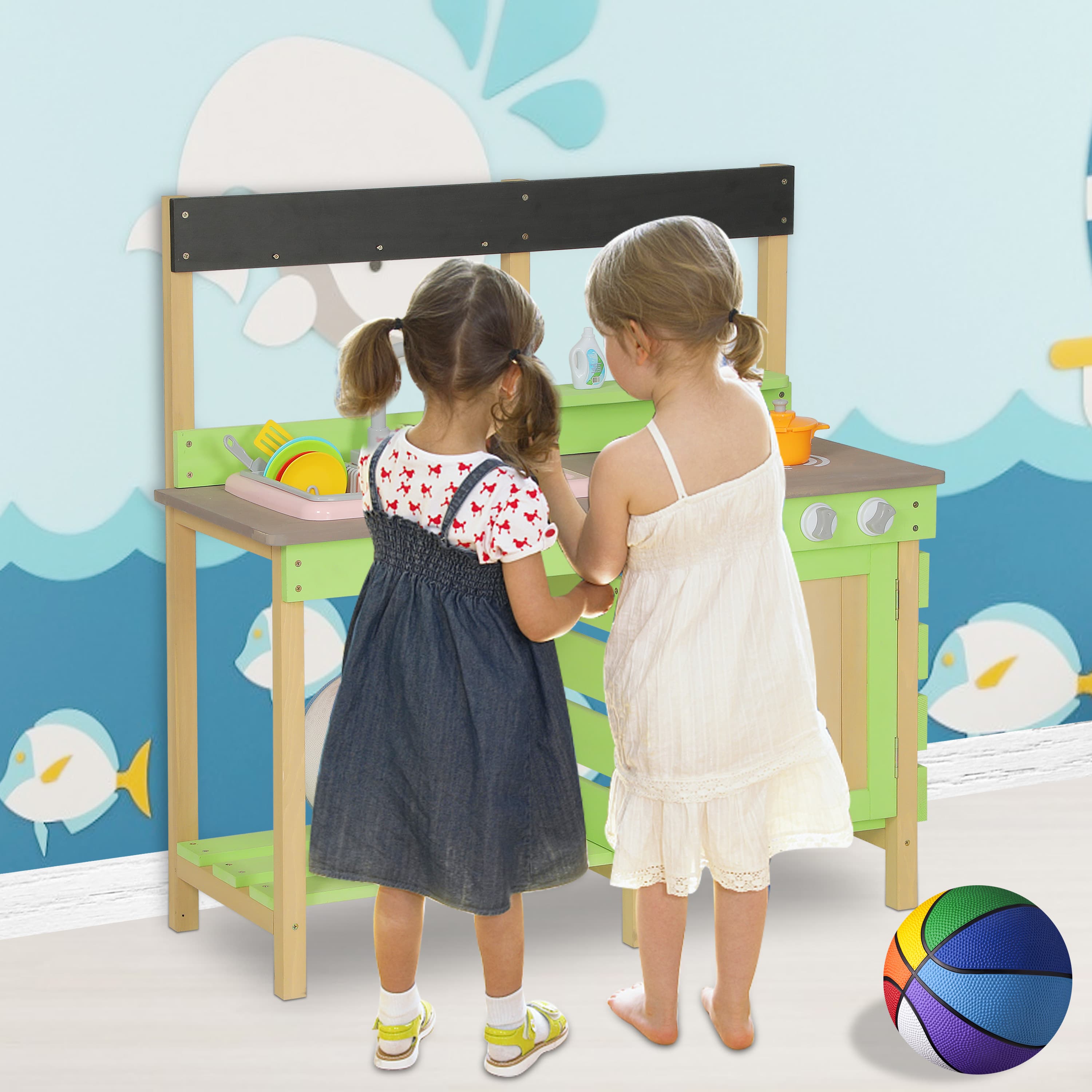 Kids Play Kitchen, Wood Mud Kitchen With image 3