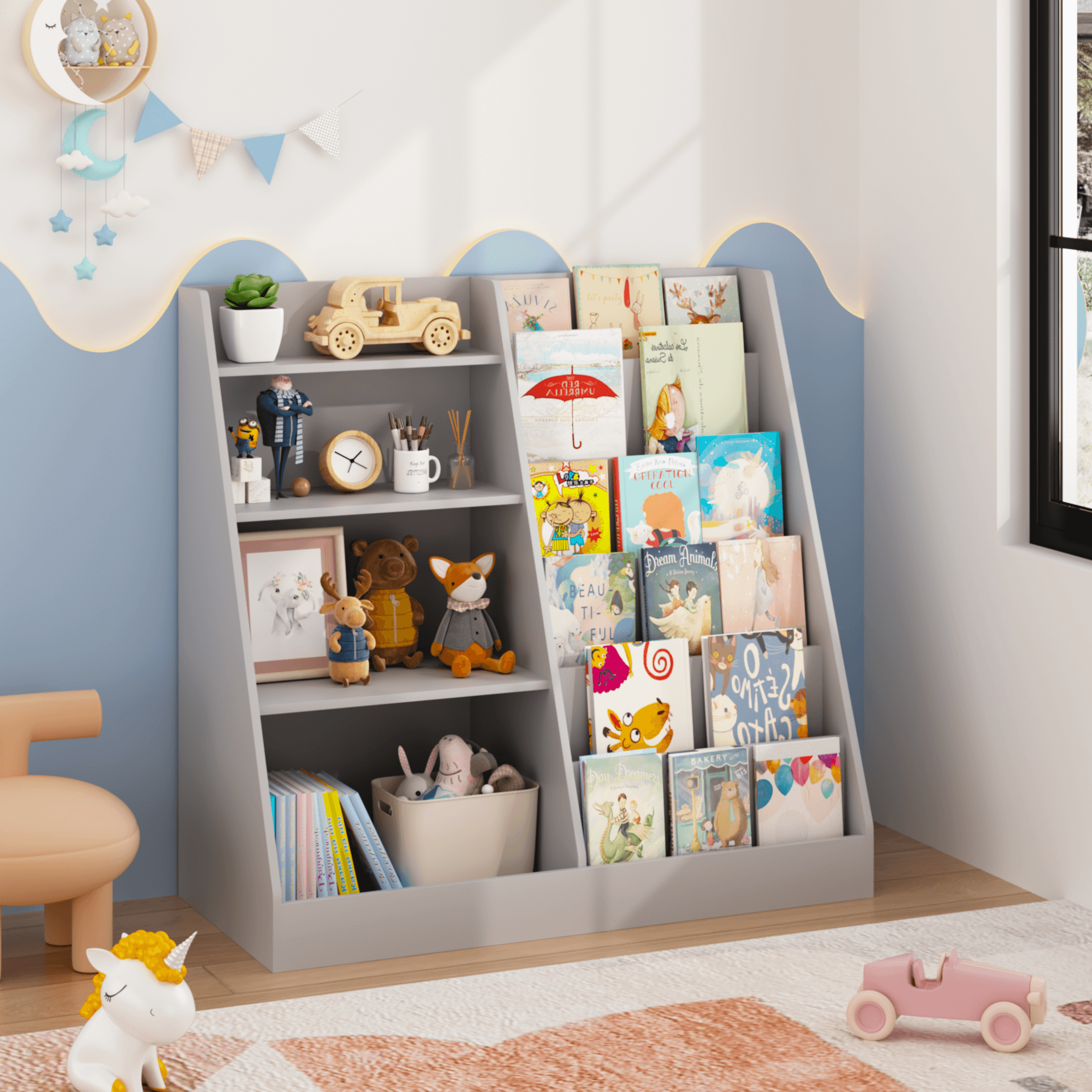 Kids Bookshelf And Toy Storage Organizer, Multifunctional image 2