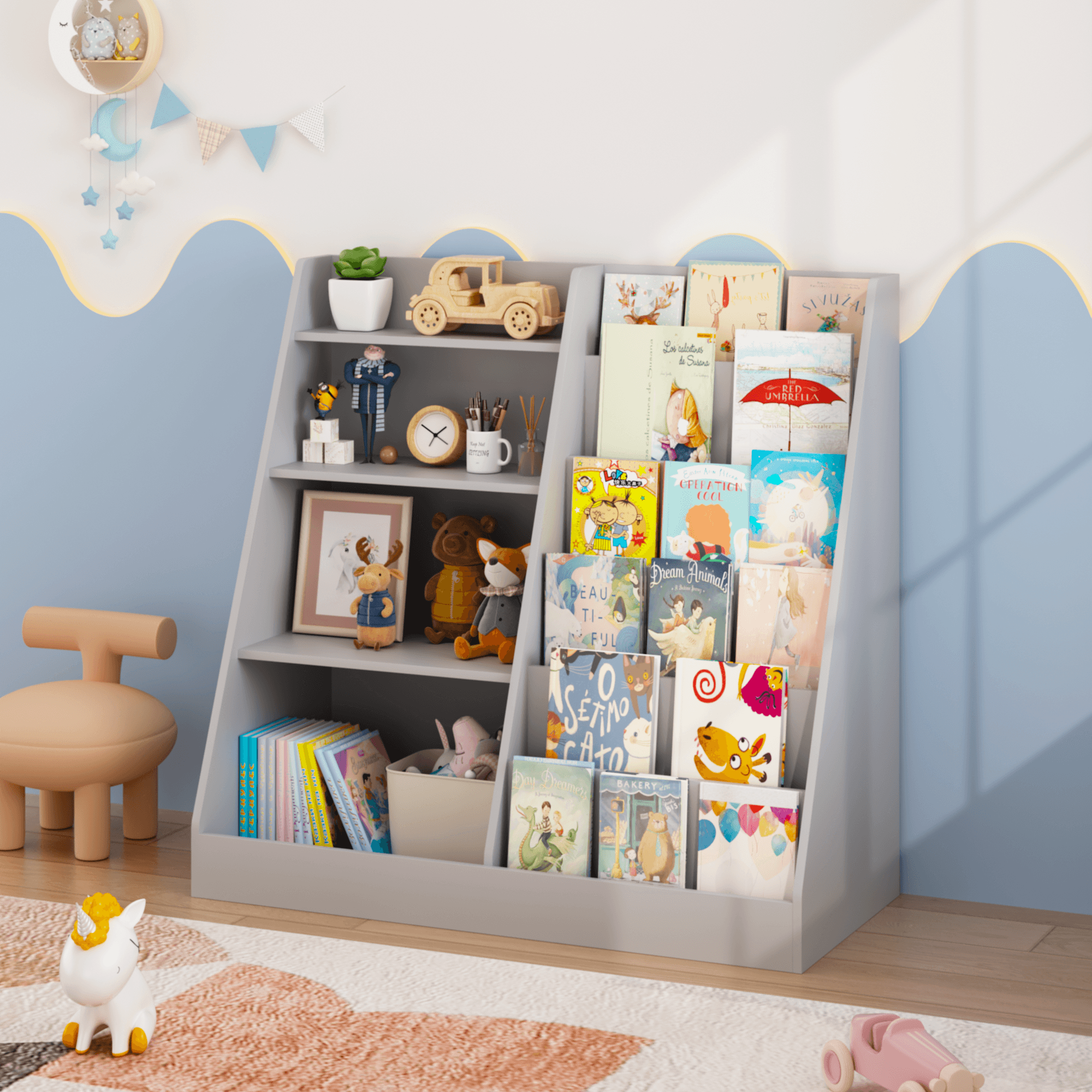Kids Bookshelf And Toy Storage Organizer, Multifunctional image 3