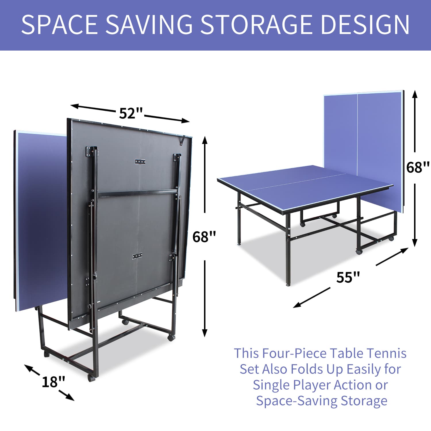 8.5x4. 3ft Blue Mid-Size Table Tennis Table image 5