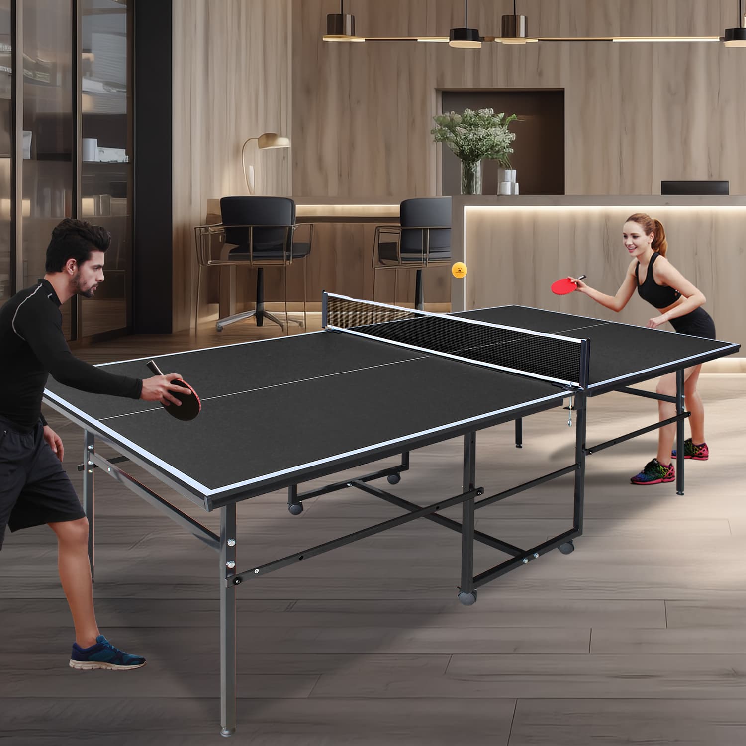 8.5x4. 3ft Black Mid-Size Table Tennis Table image 6