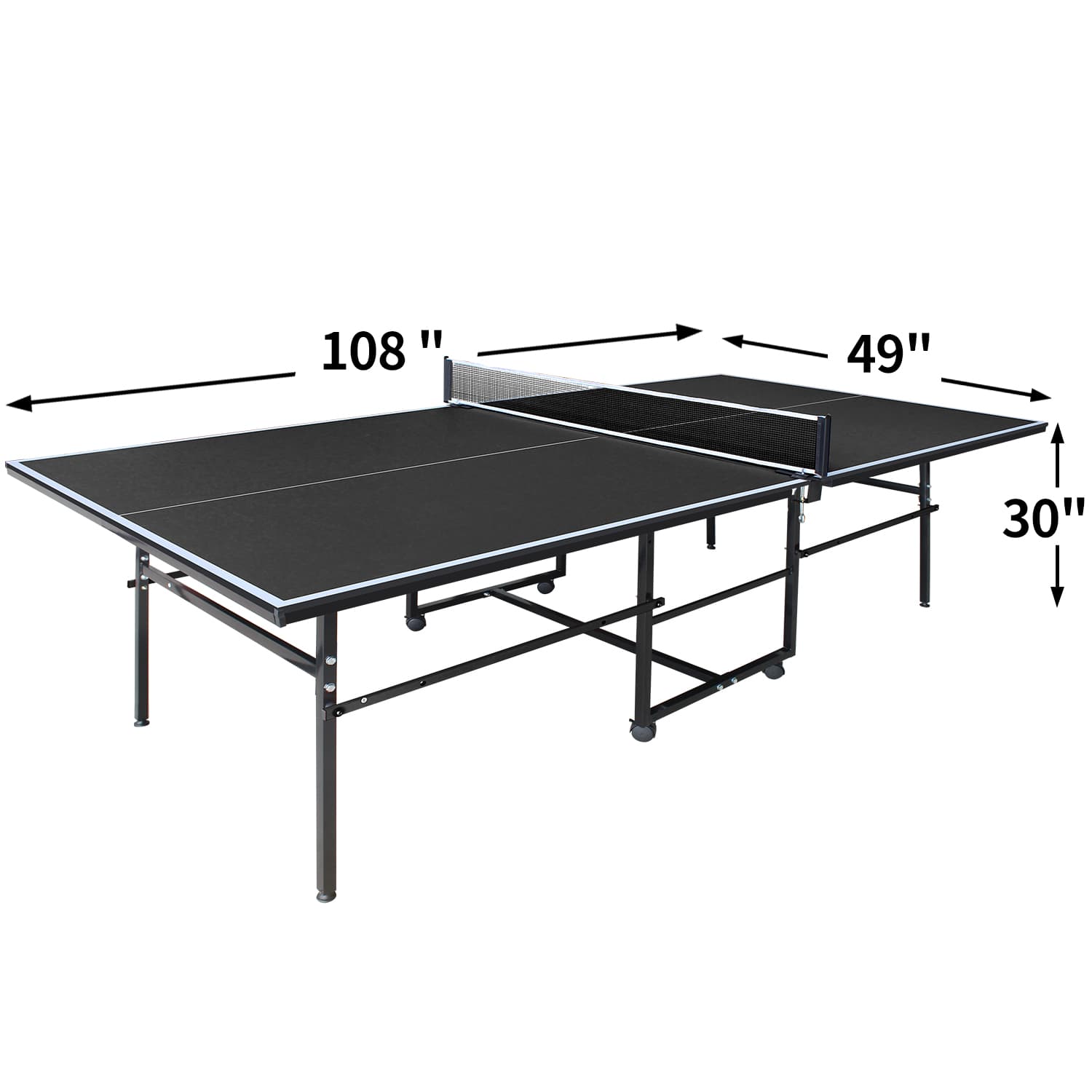 9x4.1ft Black Mid-Size Table Tennis Table Foldable image 4