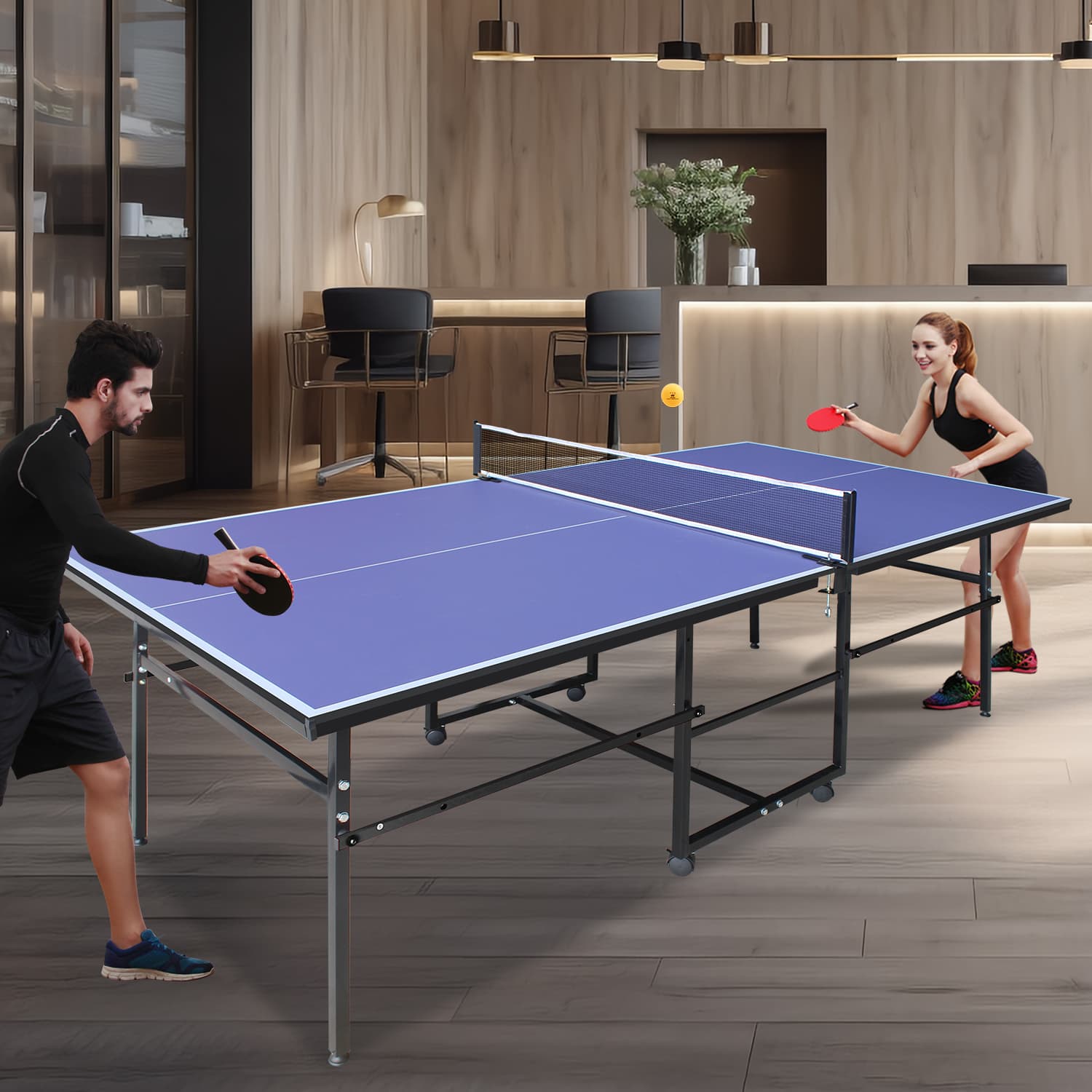 8.5x4. 3ft Blue Mid-Size Table Tennis Table image 6