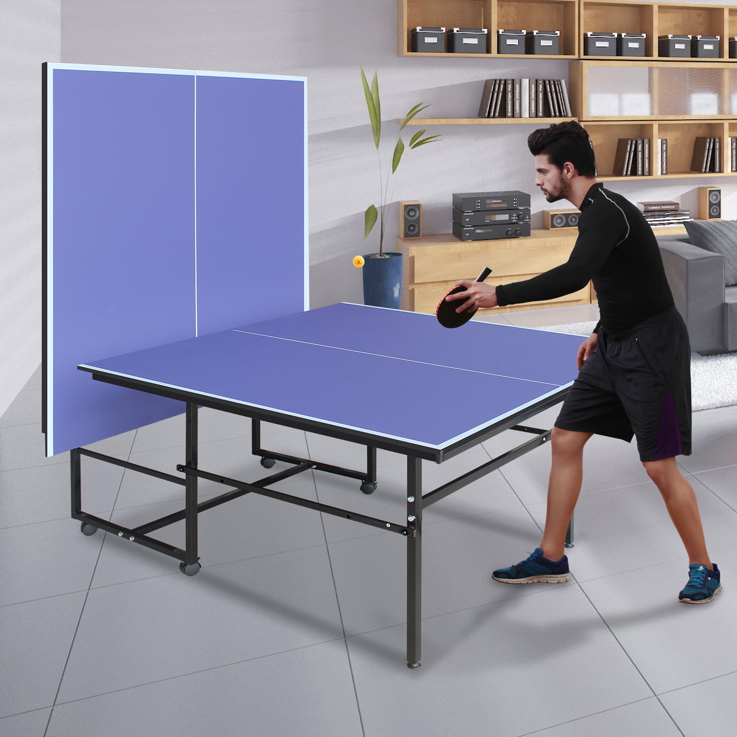 9x4.1ft Blue Mid-Size Table Tennis Table Foldable image 7