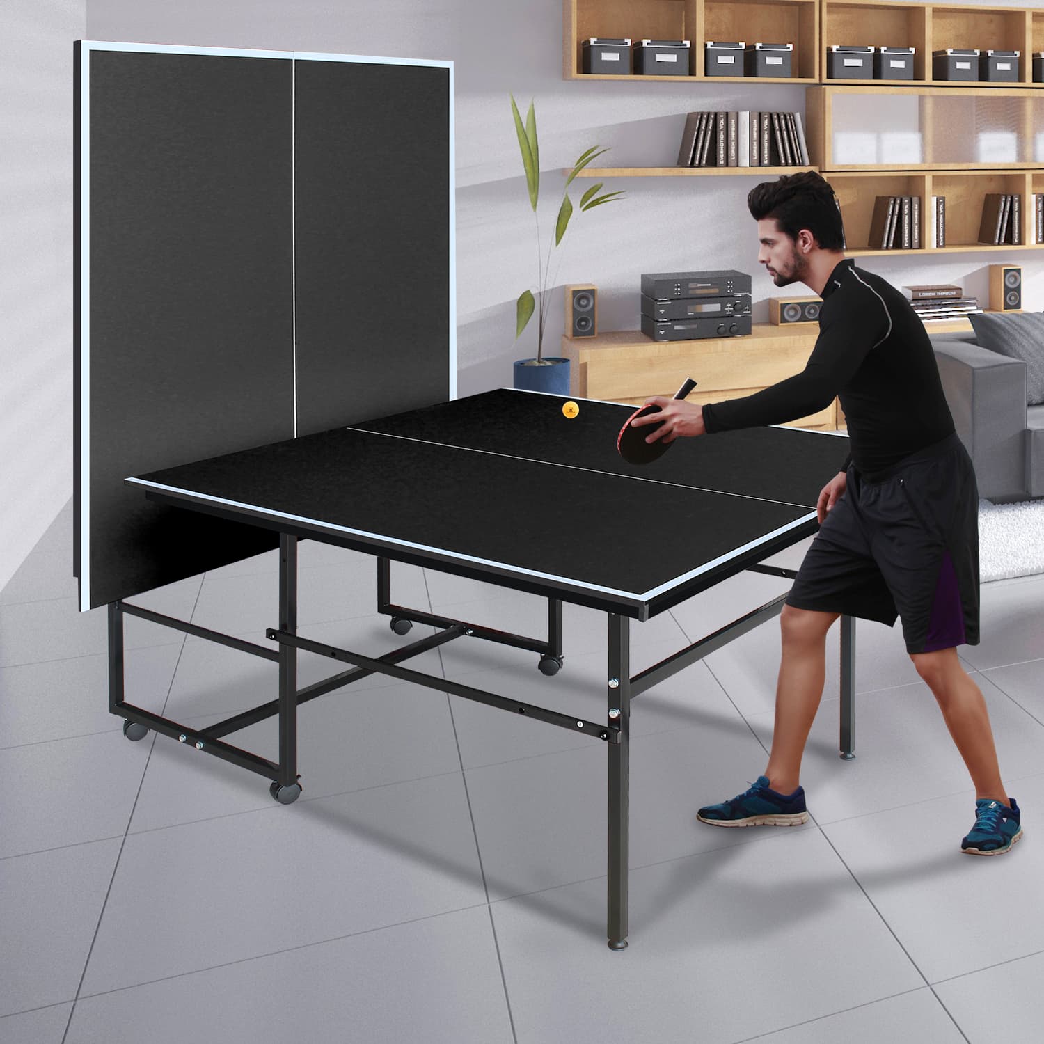8.5x4. 3ft Black Mid-Size Table Tennis Table image 7