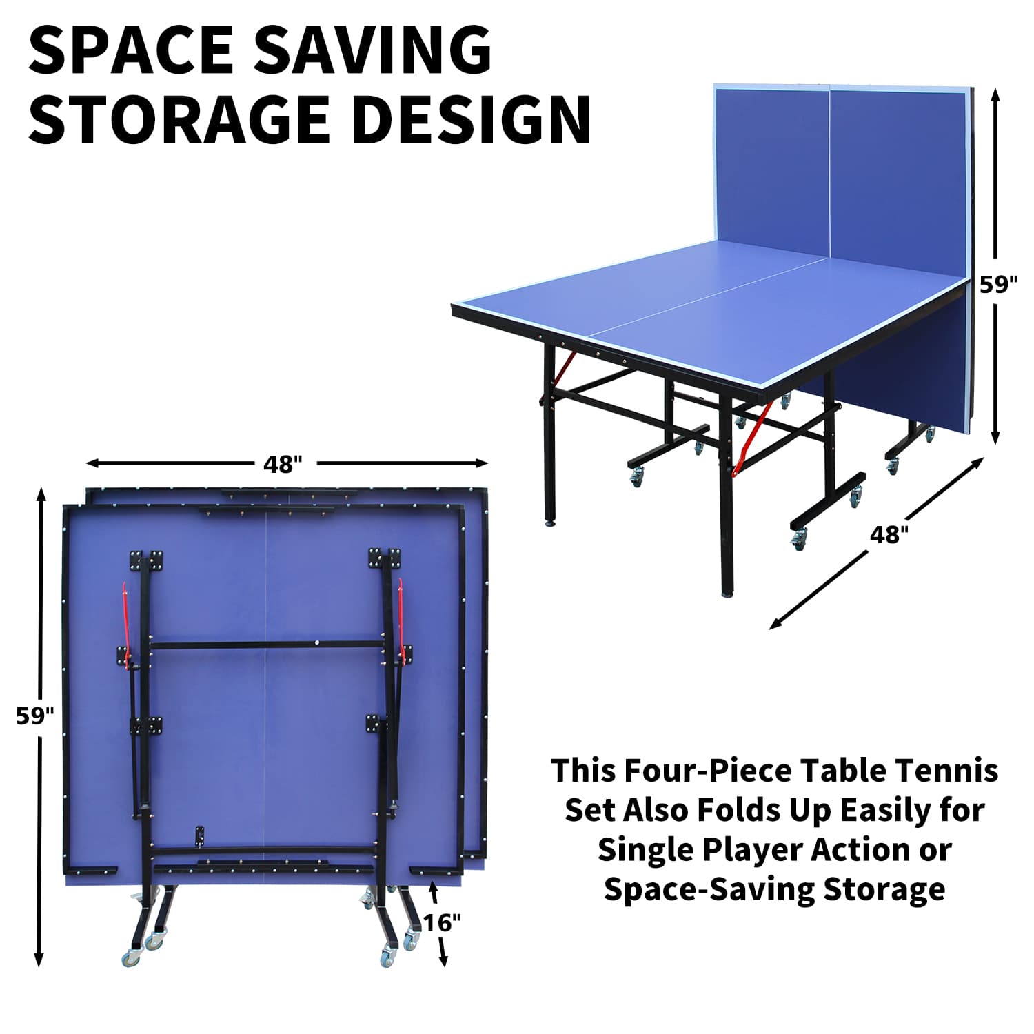 8ft Mid-Size Table Tennis Table Foldable image 4