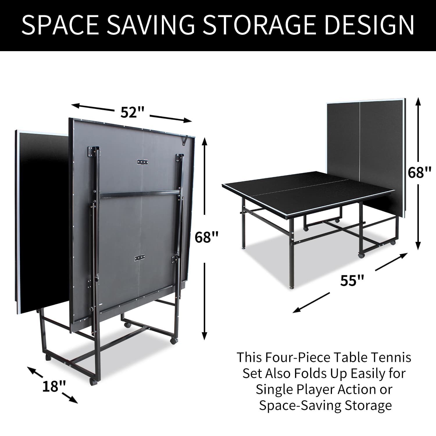 8.5x4. 3ft Black Mid-Size Table Tennis Table image 5