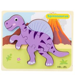 Baby Wooden Cartoon Dinosaur 3D Puzzle Jigsaw for Kids Montessori Early Learning Educational Puzzle Toys thumbnail 3
