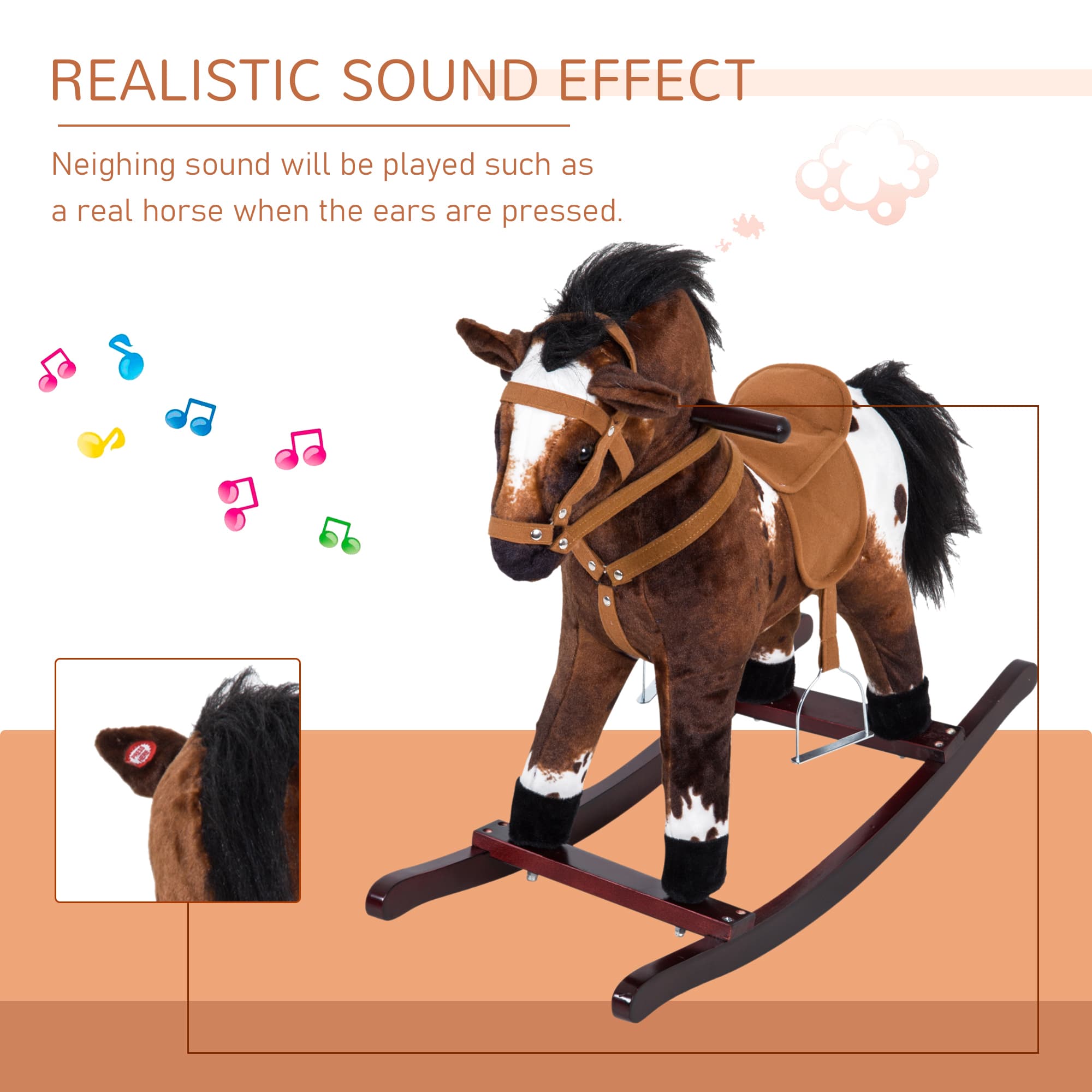 Rocking Horse Kids Plush Ride-On Toy Nursery image 4