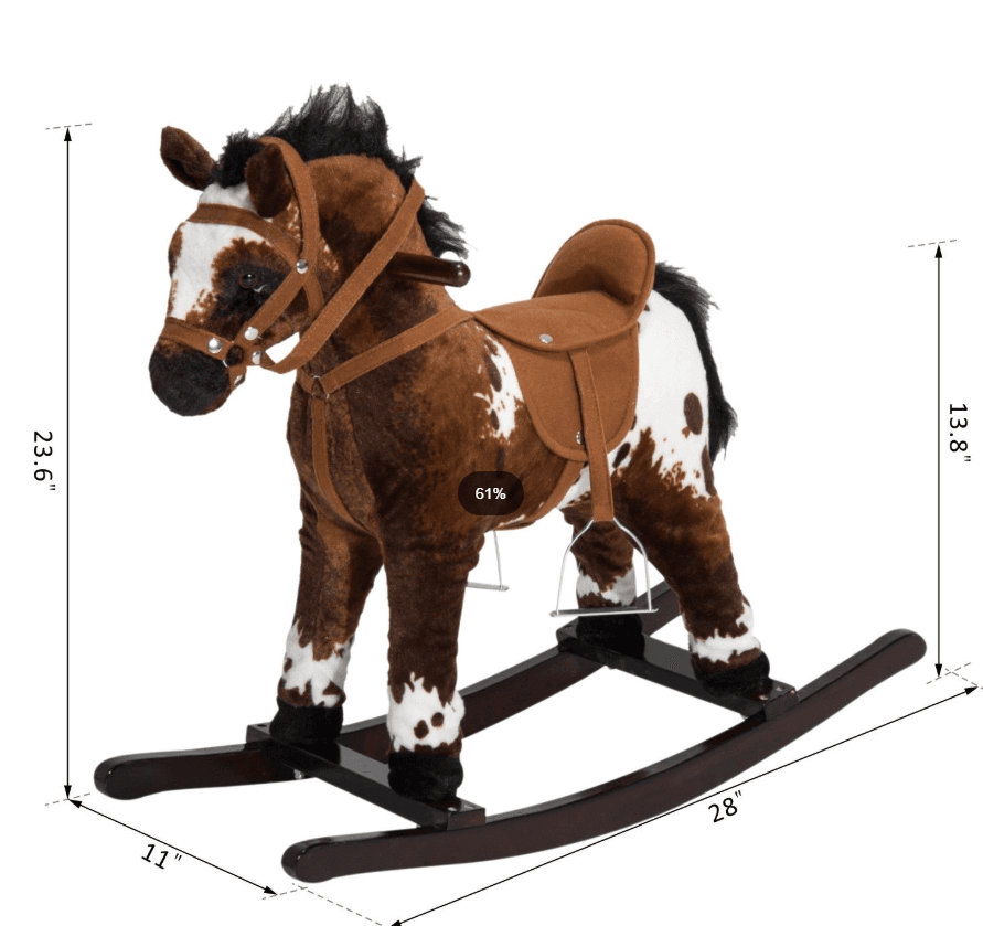 Rocking Horse Kids Plush Ride-On Toy Nursery image 3