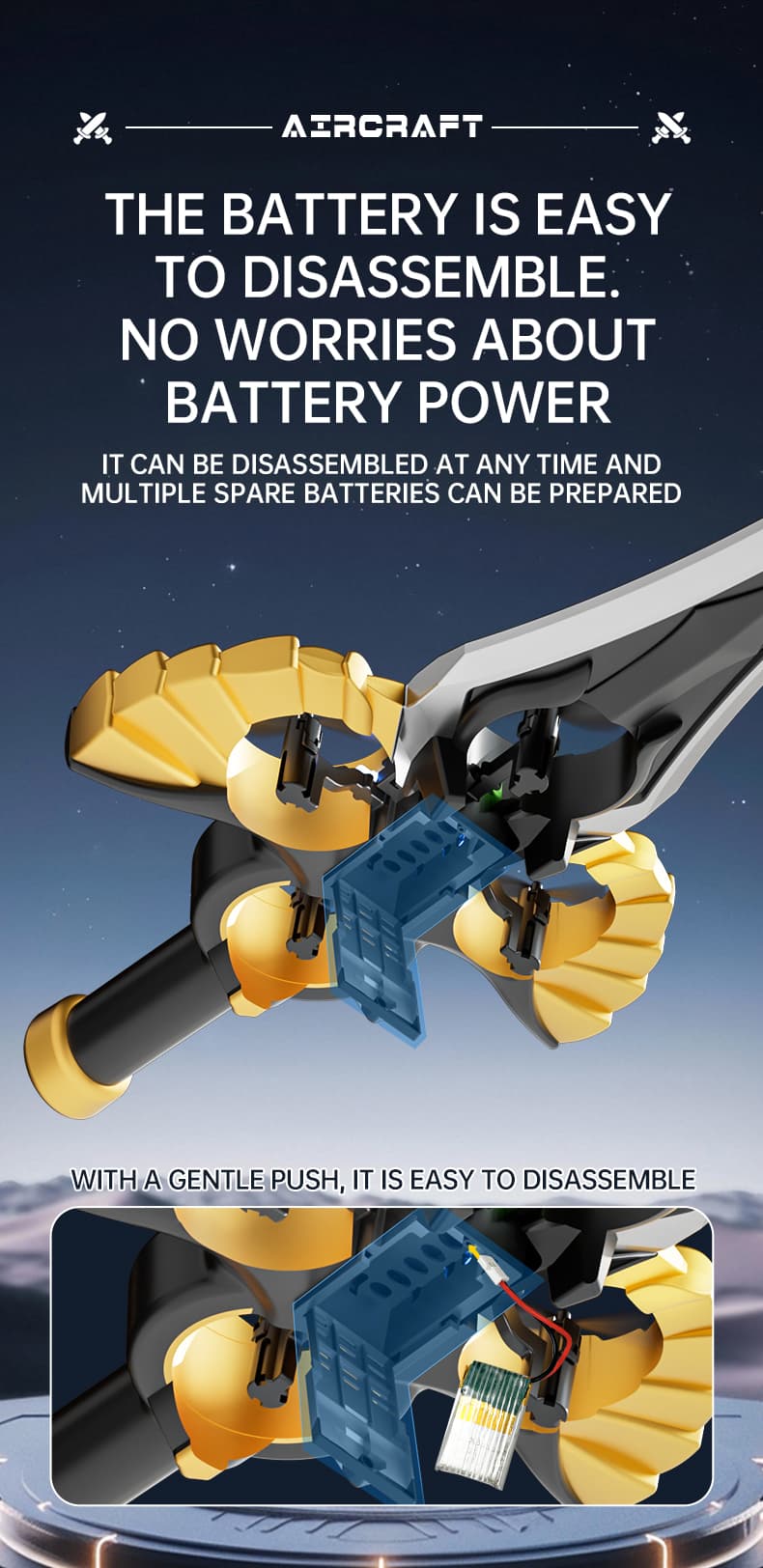 Flying Sword - Golden,Copper Color - Single Battery image 12