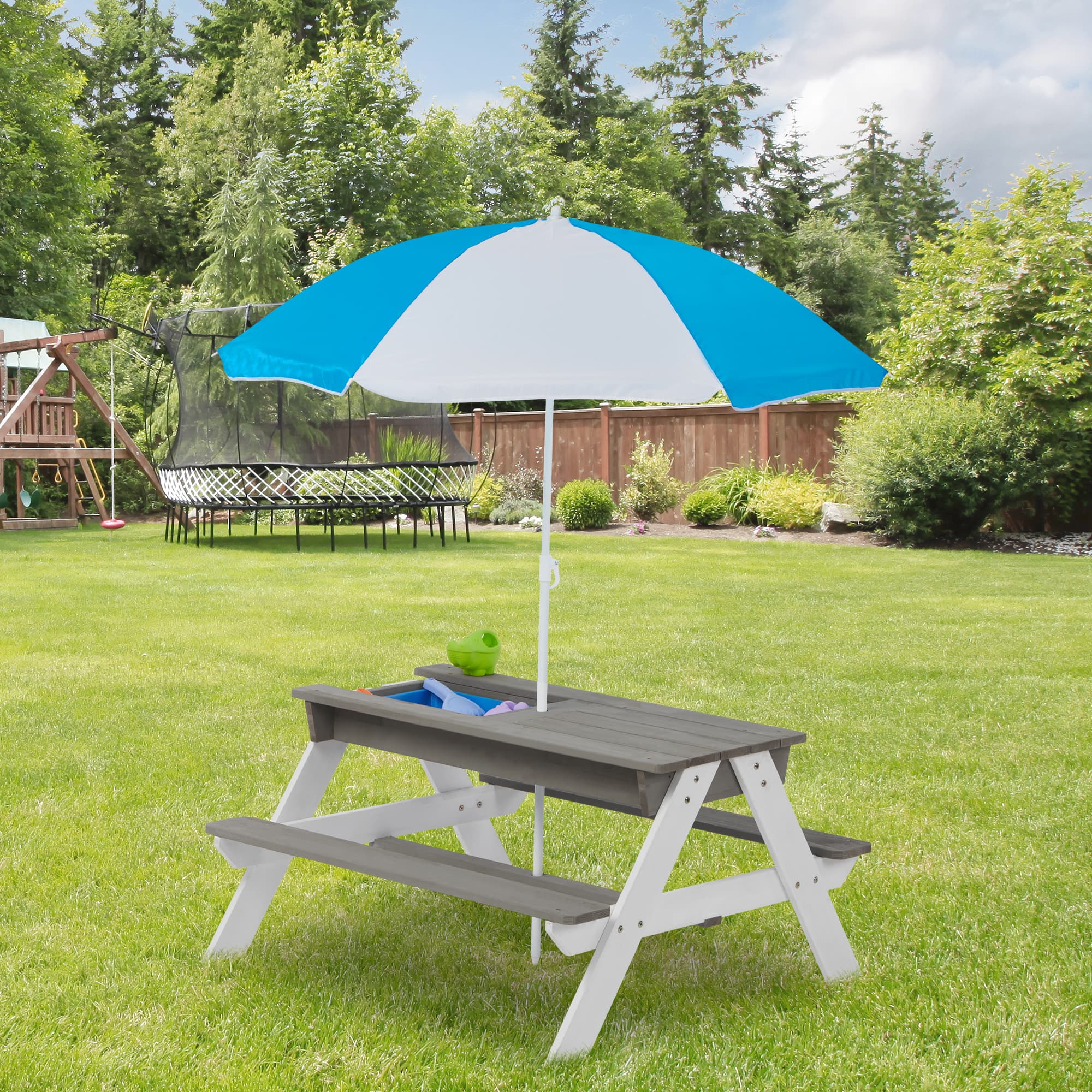 3-in-1 Children's Outdoor Wooden Picnic Table With image 8