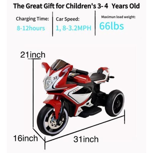 Plastic Red 6V Kids Electric Motorcycle Kids image 8