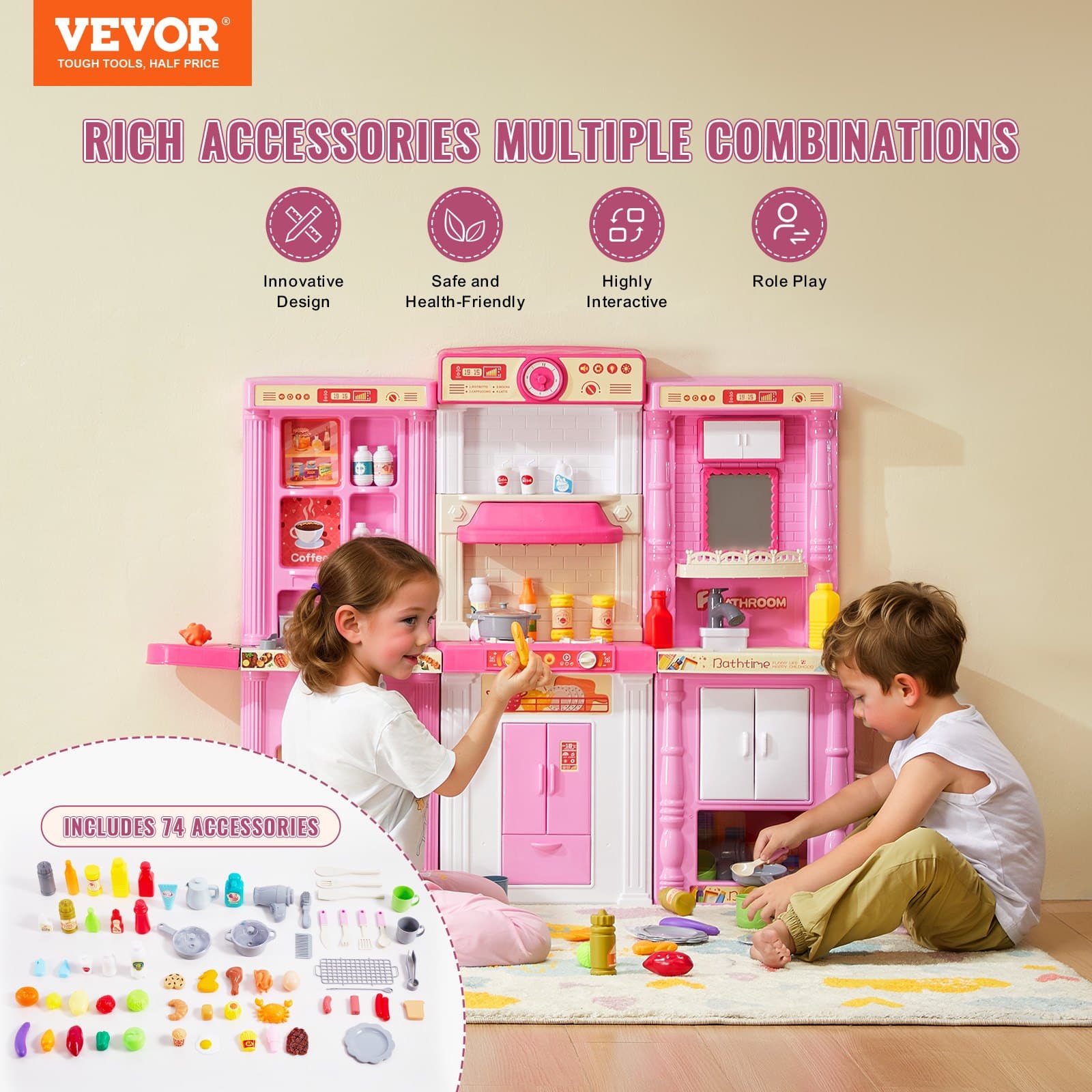 Christmas Gift VEVOR Kitchen Playset Kids Pretend image 2