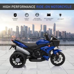 Electric Motorbike For Kids 6V Ride-On Motorcycle Toy With Music Horn Headlights Blue thumbnail 3