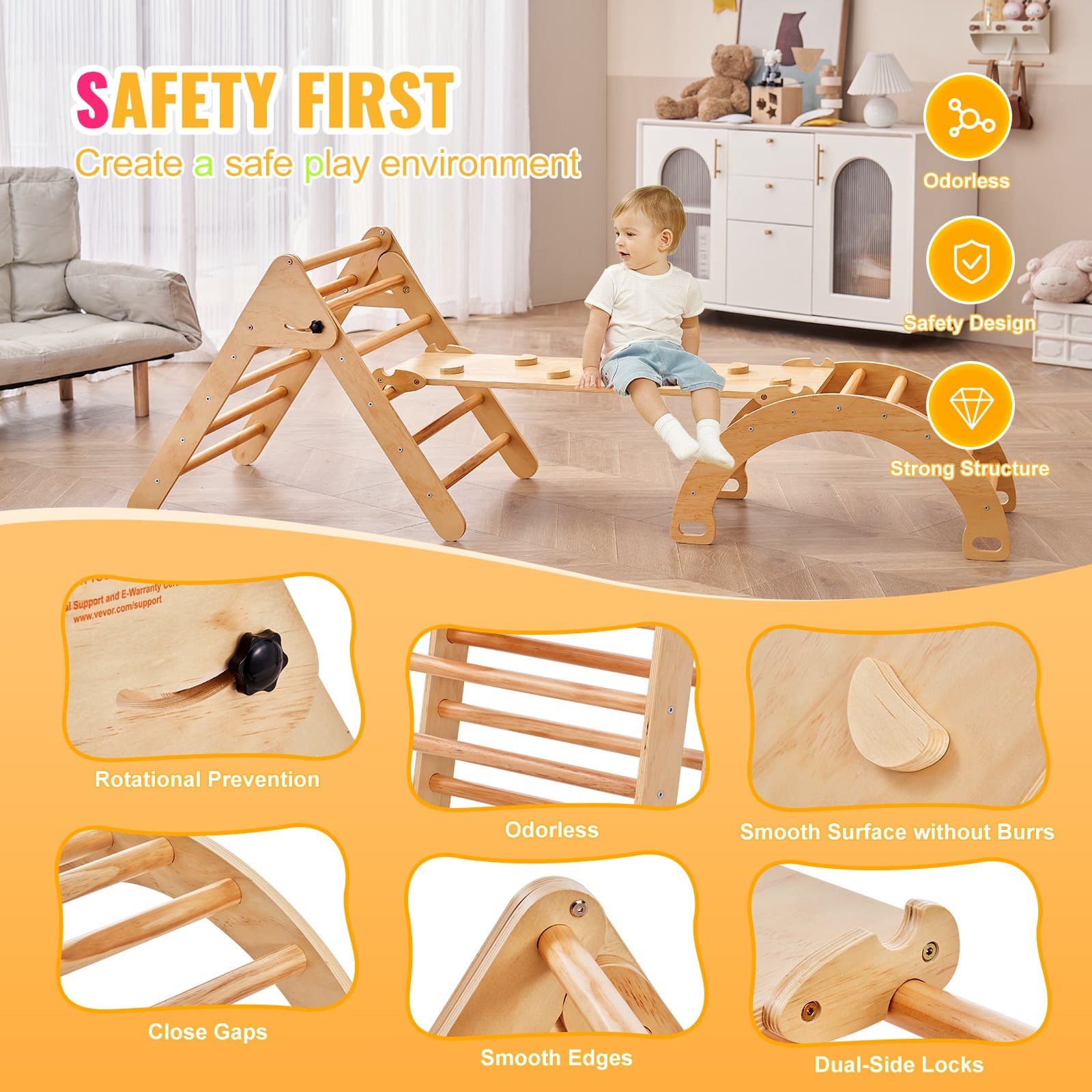 Pikler Triangle Set, 5 In 1 Toddler image 2