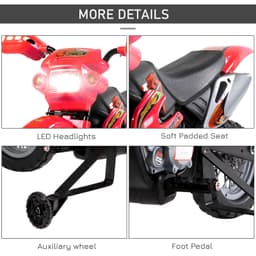 Kids 6V Electric Ride-On Motorcycle With Training Wheels, Battery-Powered, Red thumbnail 4