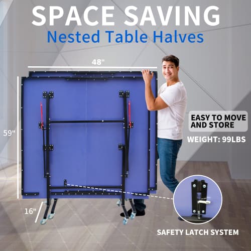 8ft Mid-Size Table Tennis Table Foldable image 11
