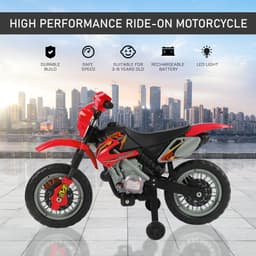 Kids 6V Electric Ride-On Motorcycle With Training Wheels, Battery-Powered, Red thumbnail 2