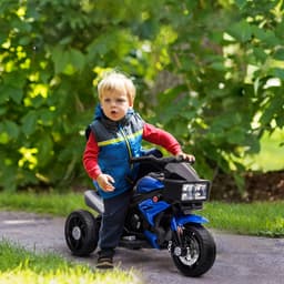 Electric Motorbike For Kids 6V Ride-On Motorcycle Toy With Music Horn Headlights Blue thumbnail 2
