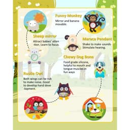 Keeygo Baby Play Mat Zoo Theme Sensory Infant Toys Keep Baby Occupied Toddler Activity Gym Develop Neck Strength Play Gym For Babies 0-6 Months Washable Baby Gyms  Playmats thumbnail 3