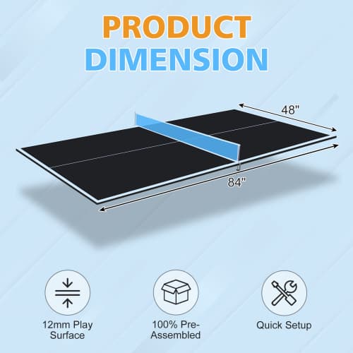 7 X4ft Black Mid-Size Ping Pong Conversion image 4