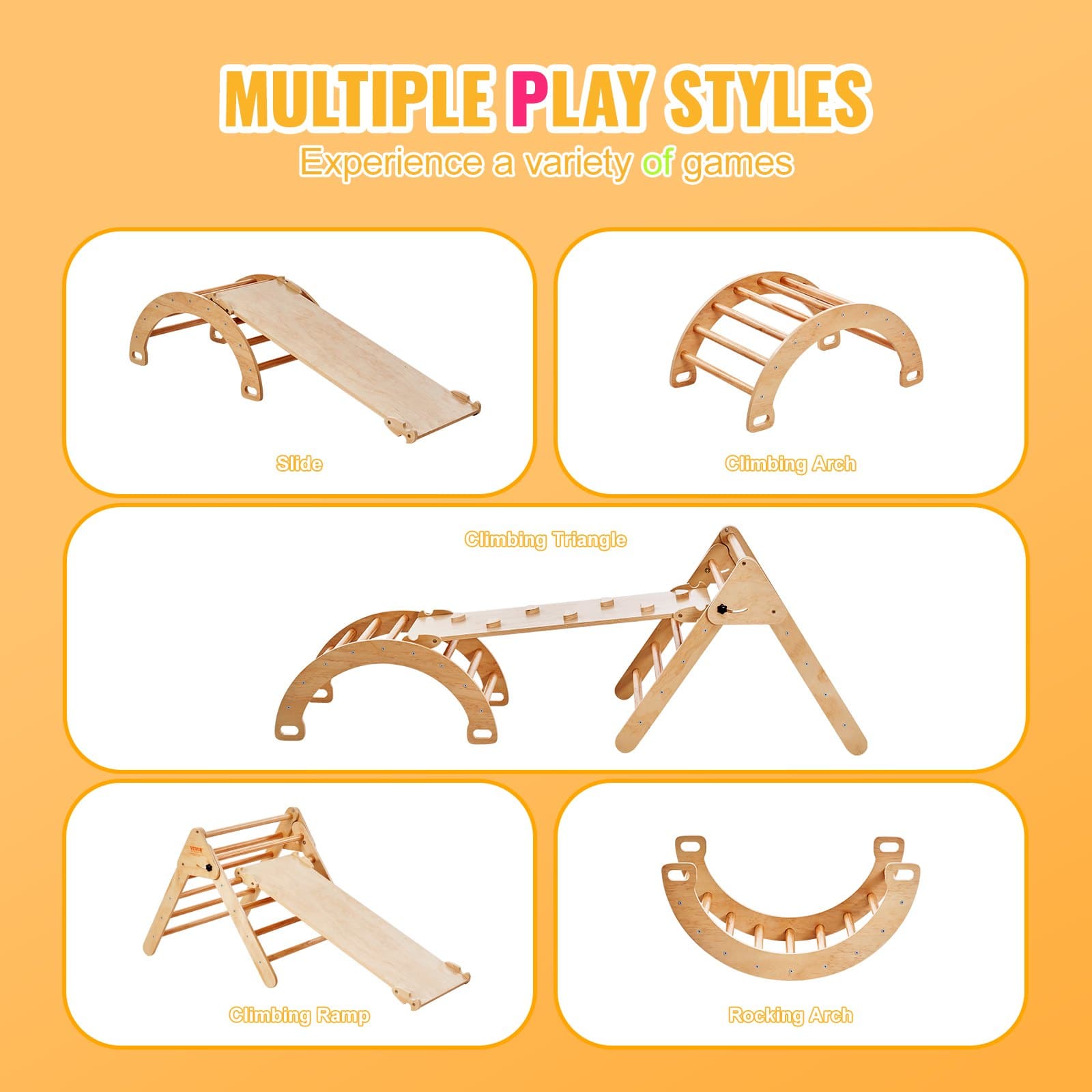 Pikler Triangle Set, 5 In 1 Toddler image 6