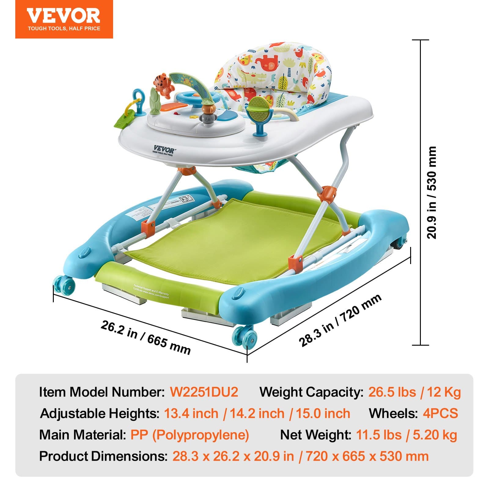 4-in-1 Baby Walker, Foldable Baby Activity Center image 11