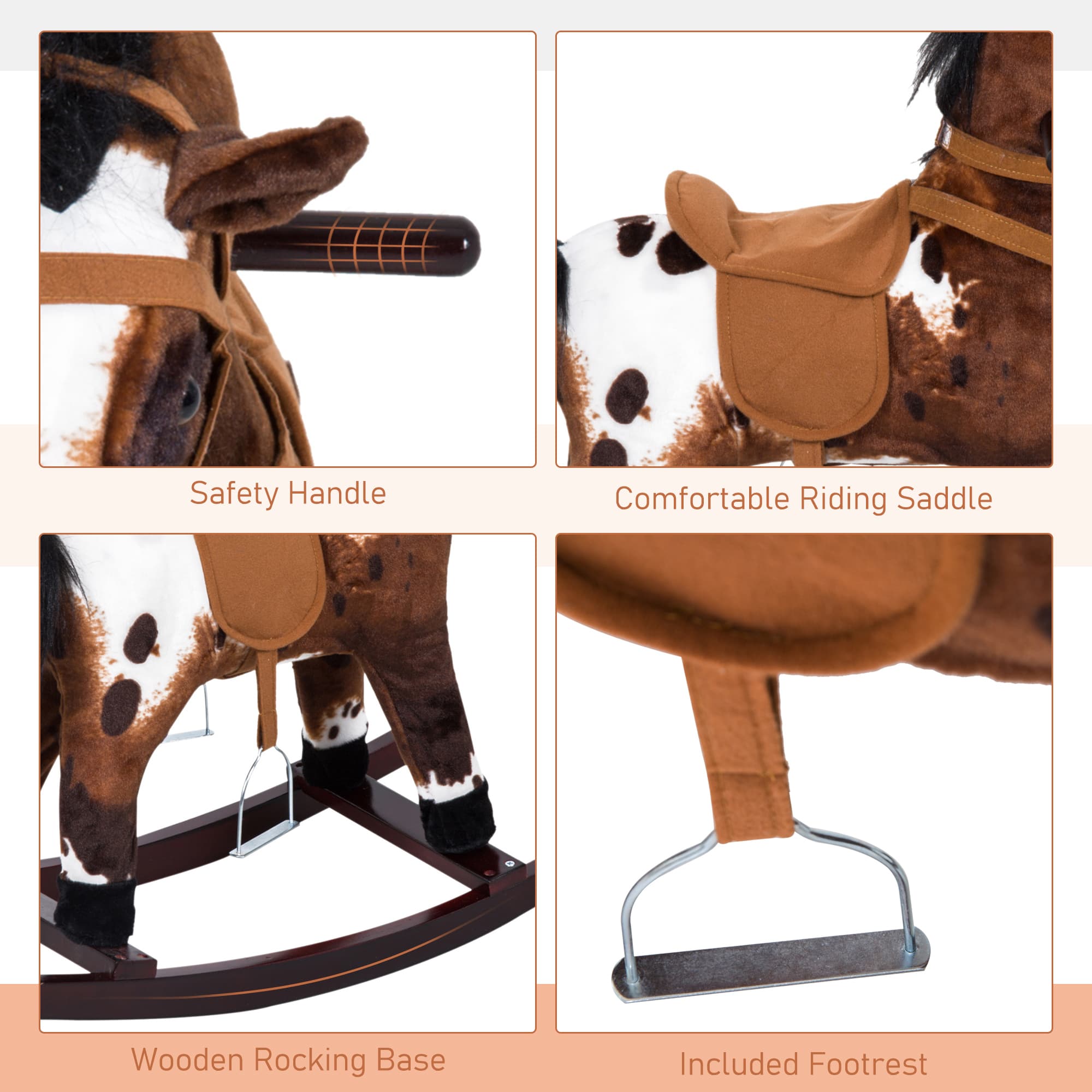 Rocking Horse Kids Plush Ride-On Toy Nursery image 6