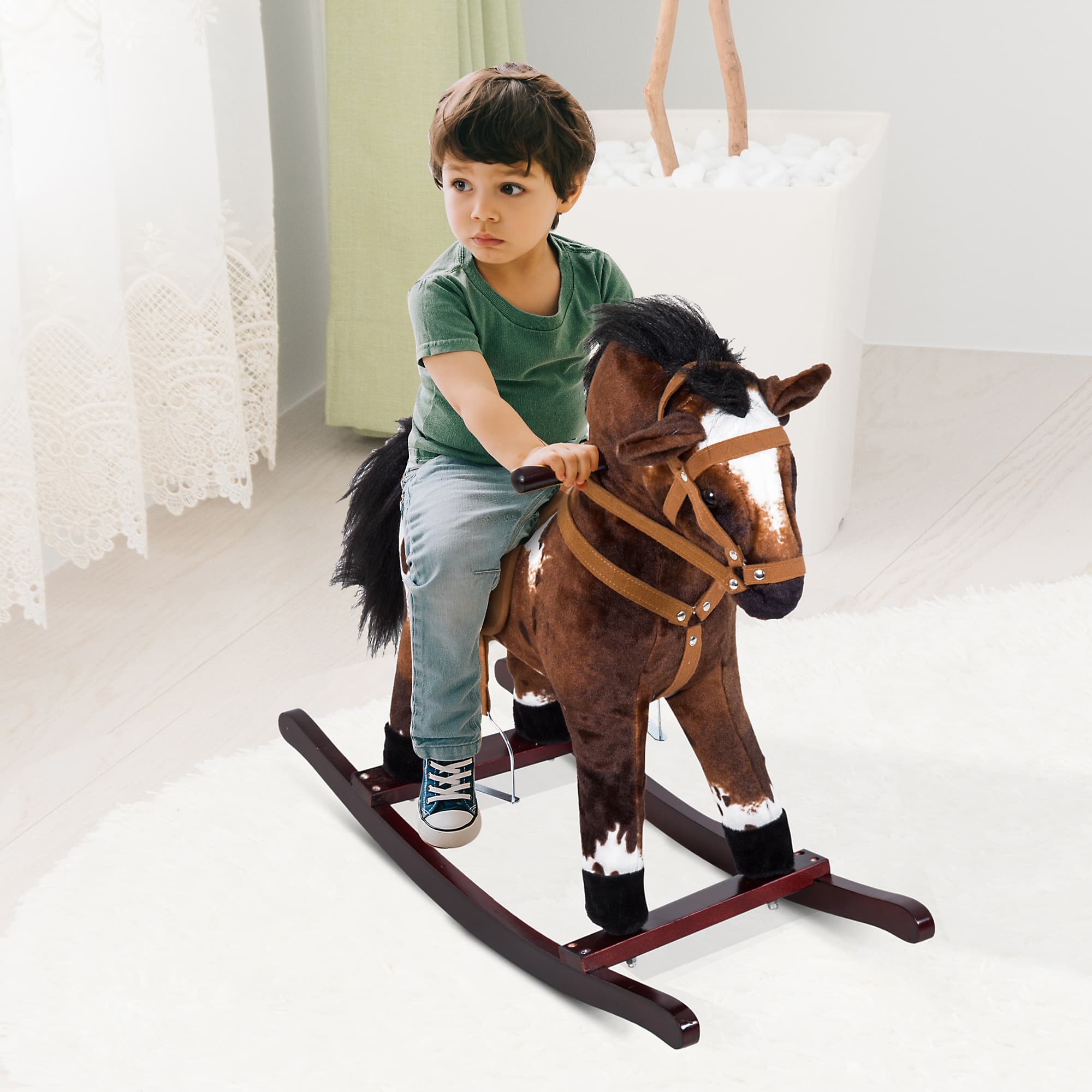 Rocking Horse Kids Plush Ride-On Toy Nursery image 2