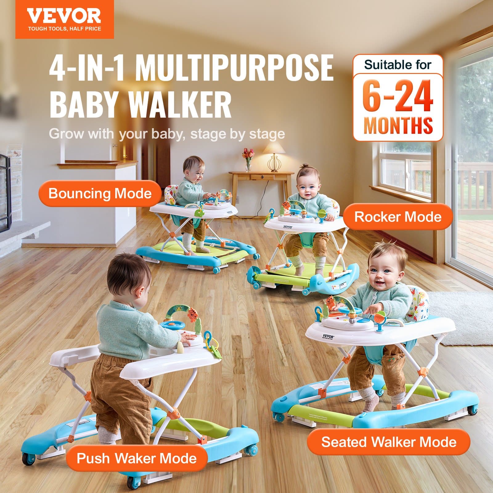 4-in-1 Baby Walker, Foldable Baby Activity Center image 6