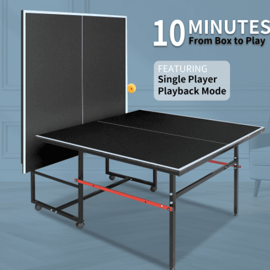 8ft Black Mid-Size Table Tennis Table Foldable image 2