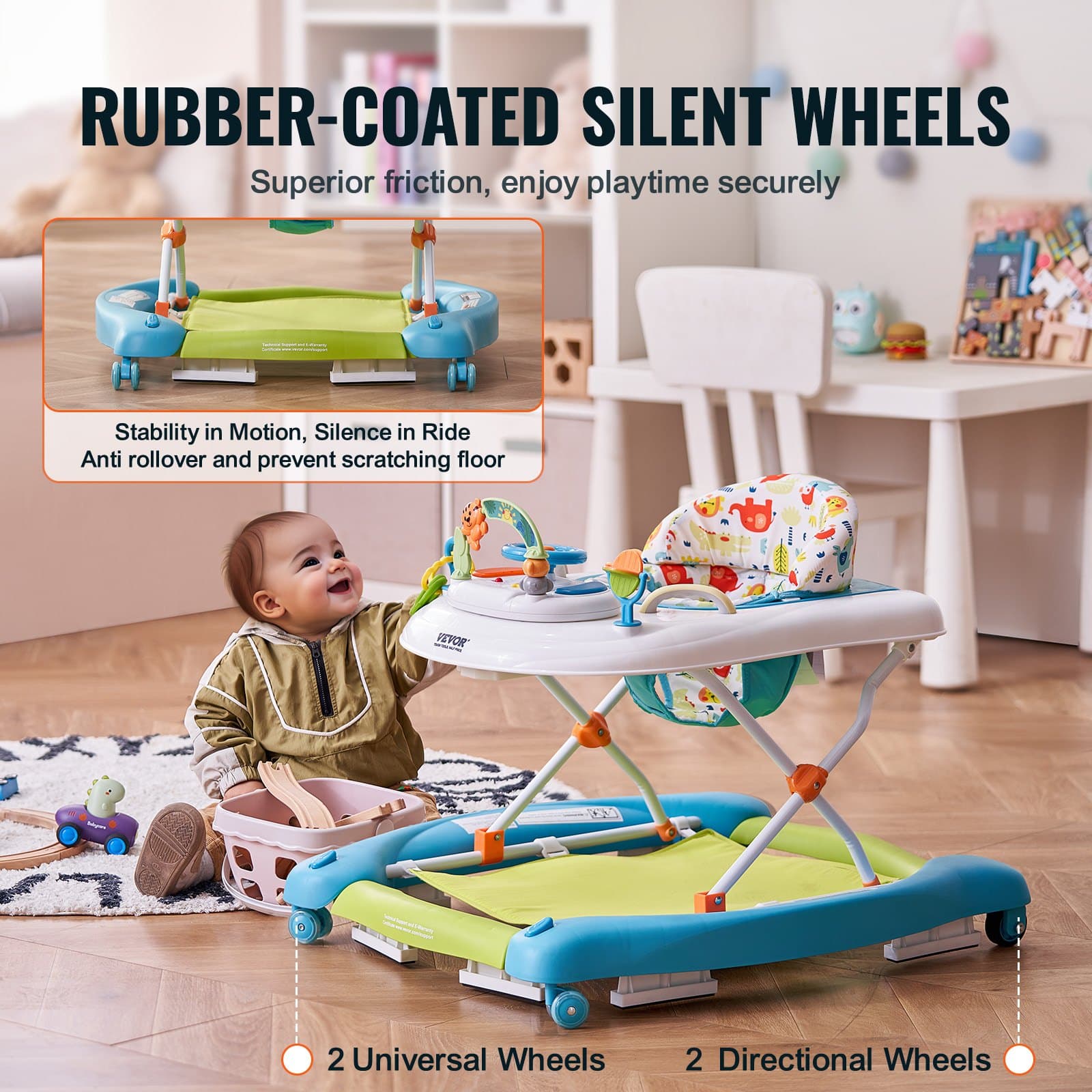 4-in-1 Baby Walker, Foldable Baby Activity Center image 8