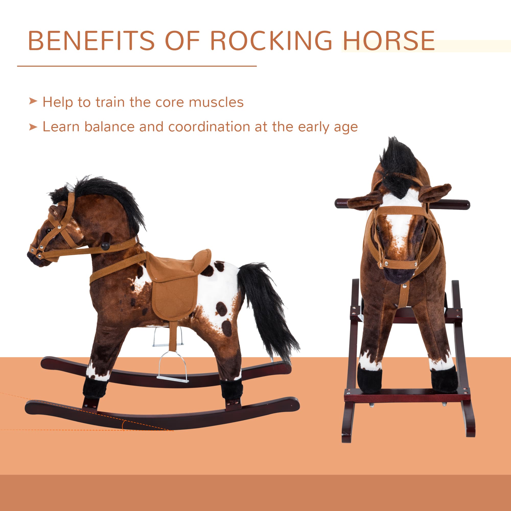 Rocking Horse Kids Plush Ride-On Toy Nursery image 9