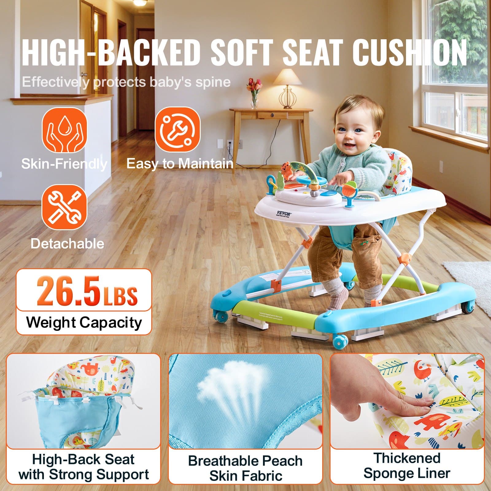 4-in-1 Baby Walker, Foldable Baby Activity Center image 2