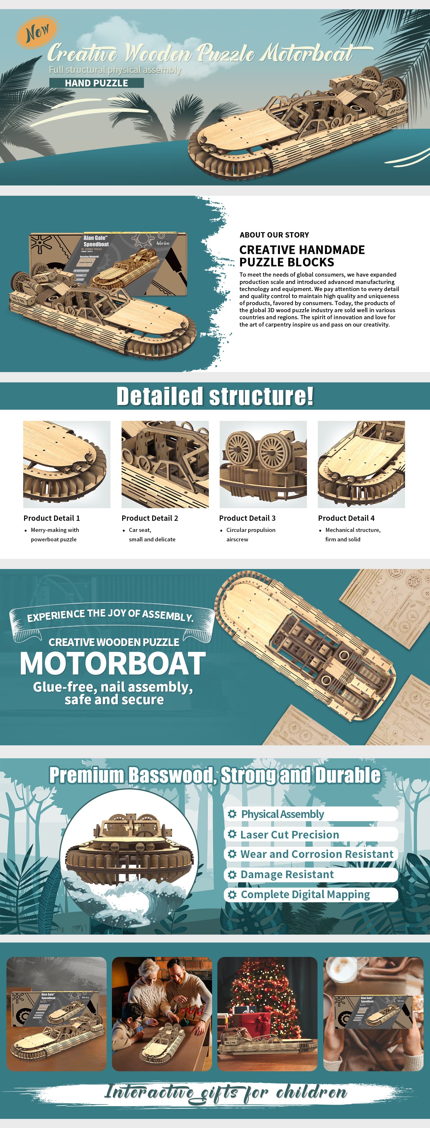Stylish And Simple Allengrad Speedboat Shape Puzzle Toy image 2