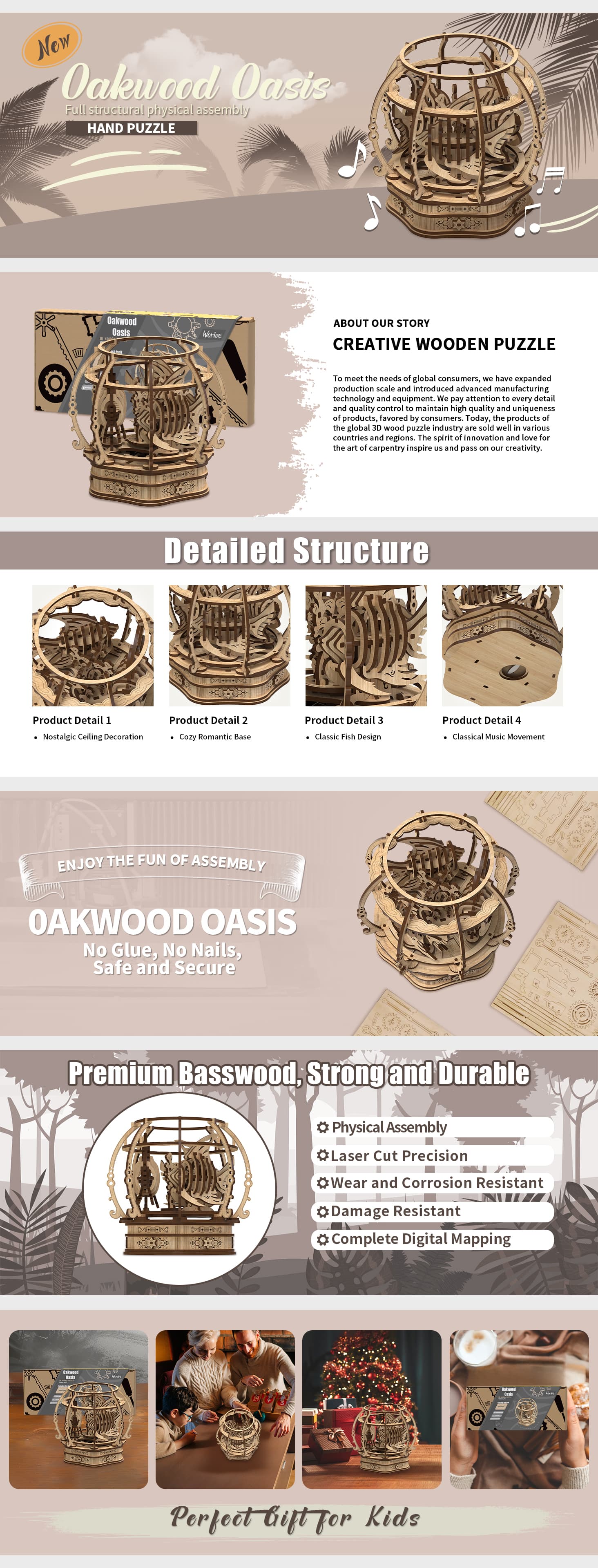 Fashion Simple Oak Oasis Shape Puzzle Toys image 2