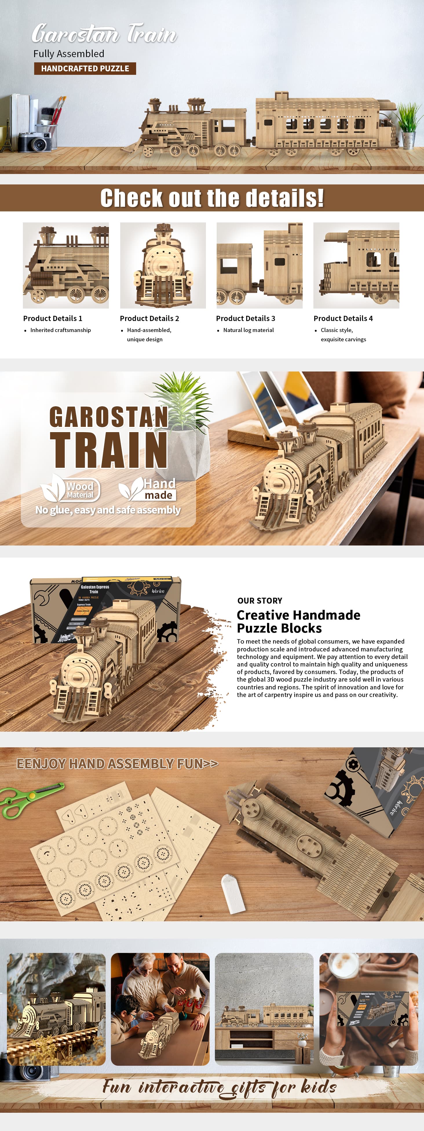 Home Fashion Simple Garoustan Train Puzzle Toys image 2
