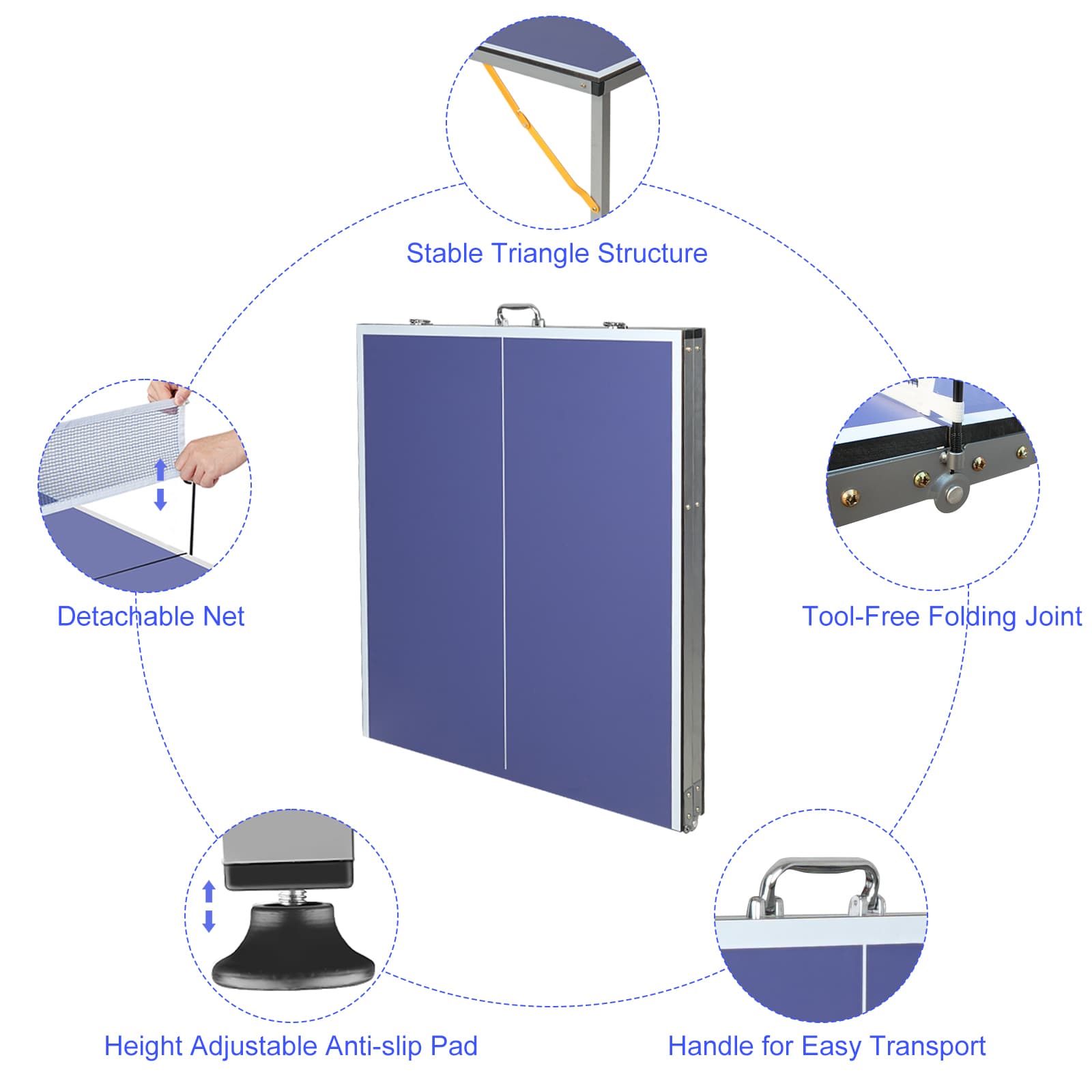 8ft Mid-Size Table Tennis Table Foldable image 4