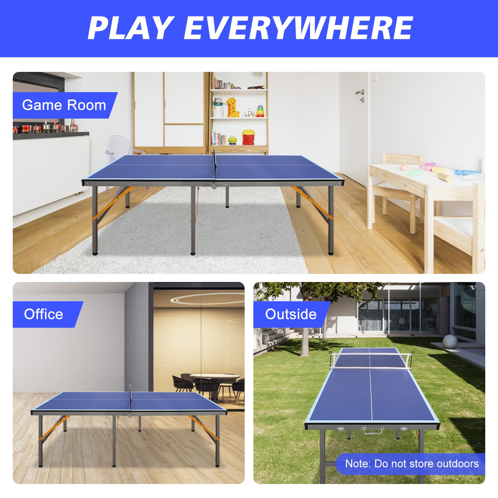 8ft Mid-Size Table Tennis Table Foldable image 8