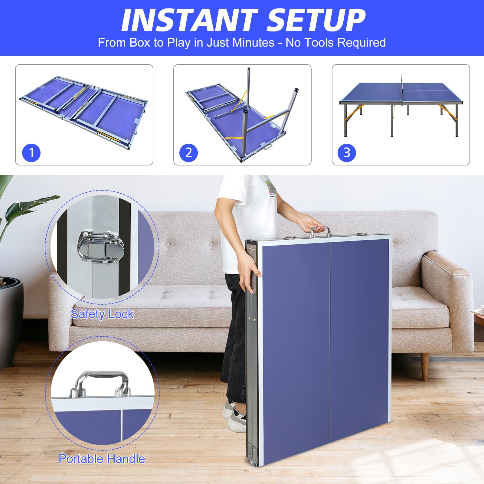 8ft Mid-Size Table Tennis Table Foldable image 5