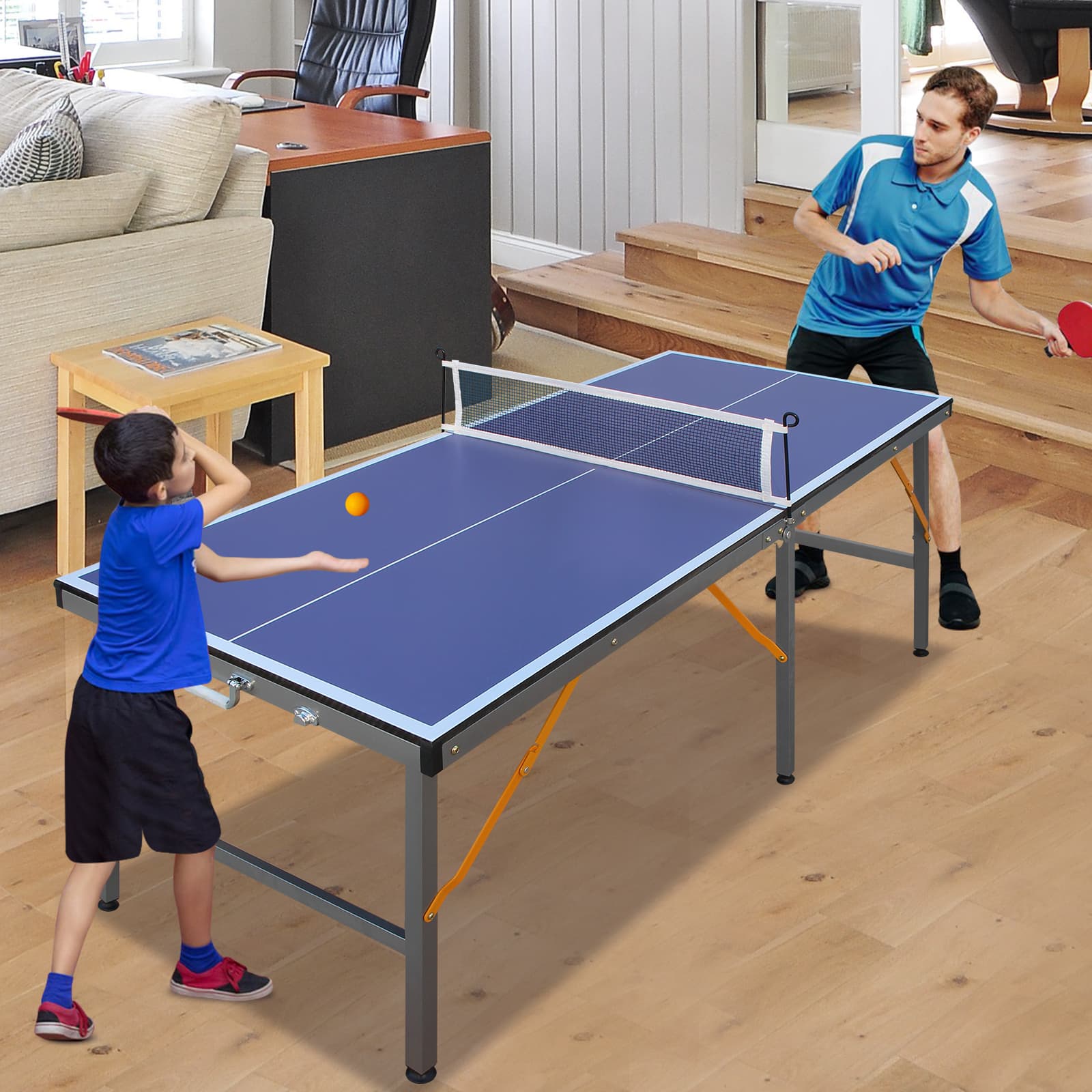 8ft Mid-Size Table Tennis Table Foldable image 1