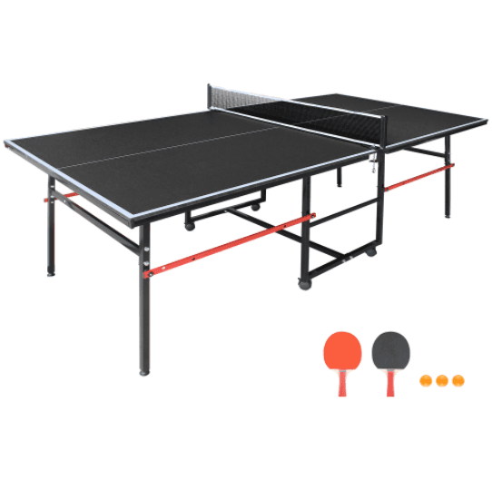 8ft Black Mid-Size Table Tennis Table Foldable image 1