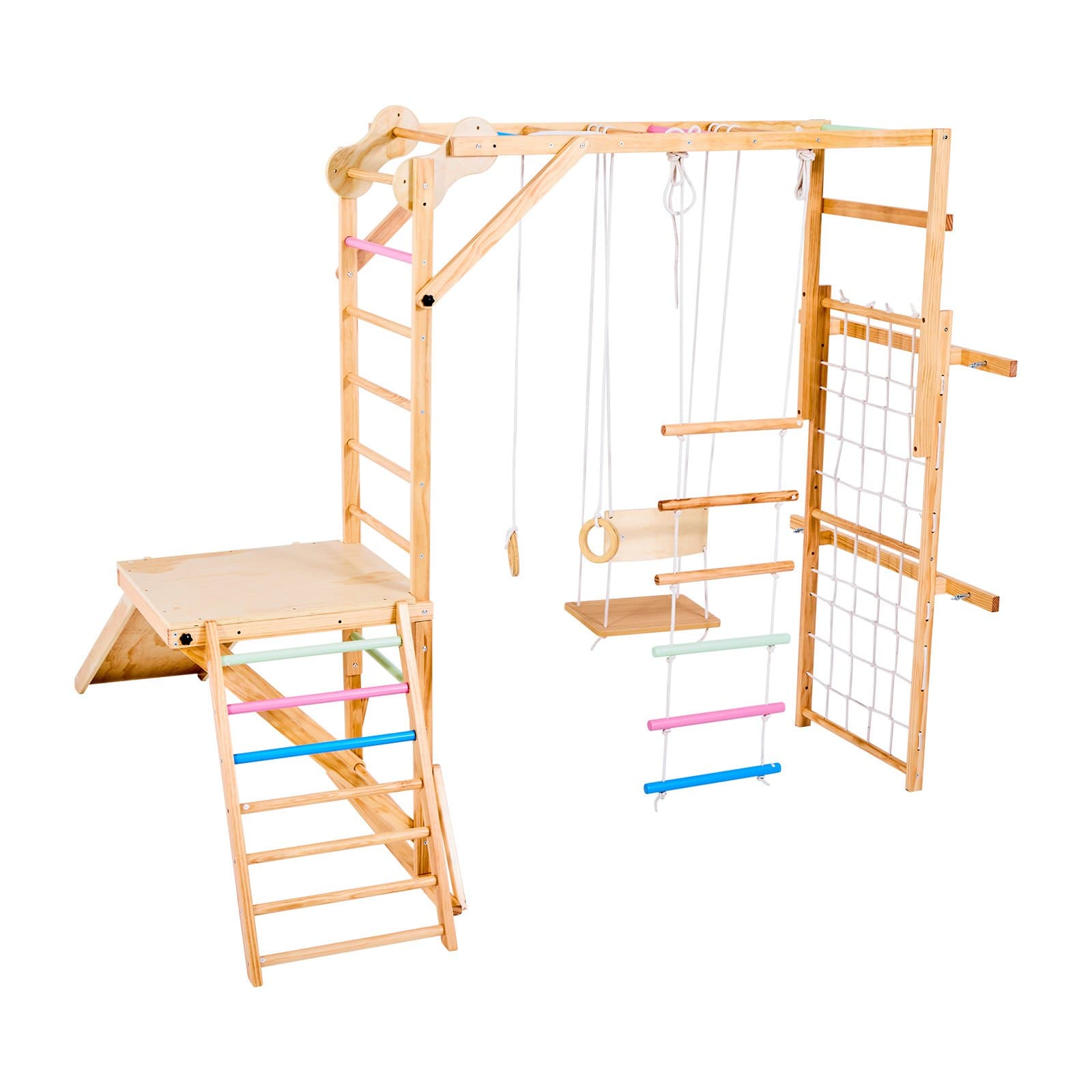 Indoor Playground Jungle Gym, 8-in-1 Wooden Indoor image 1
