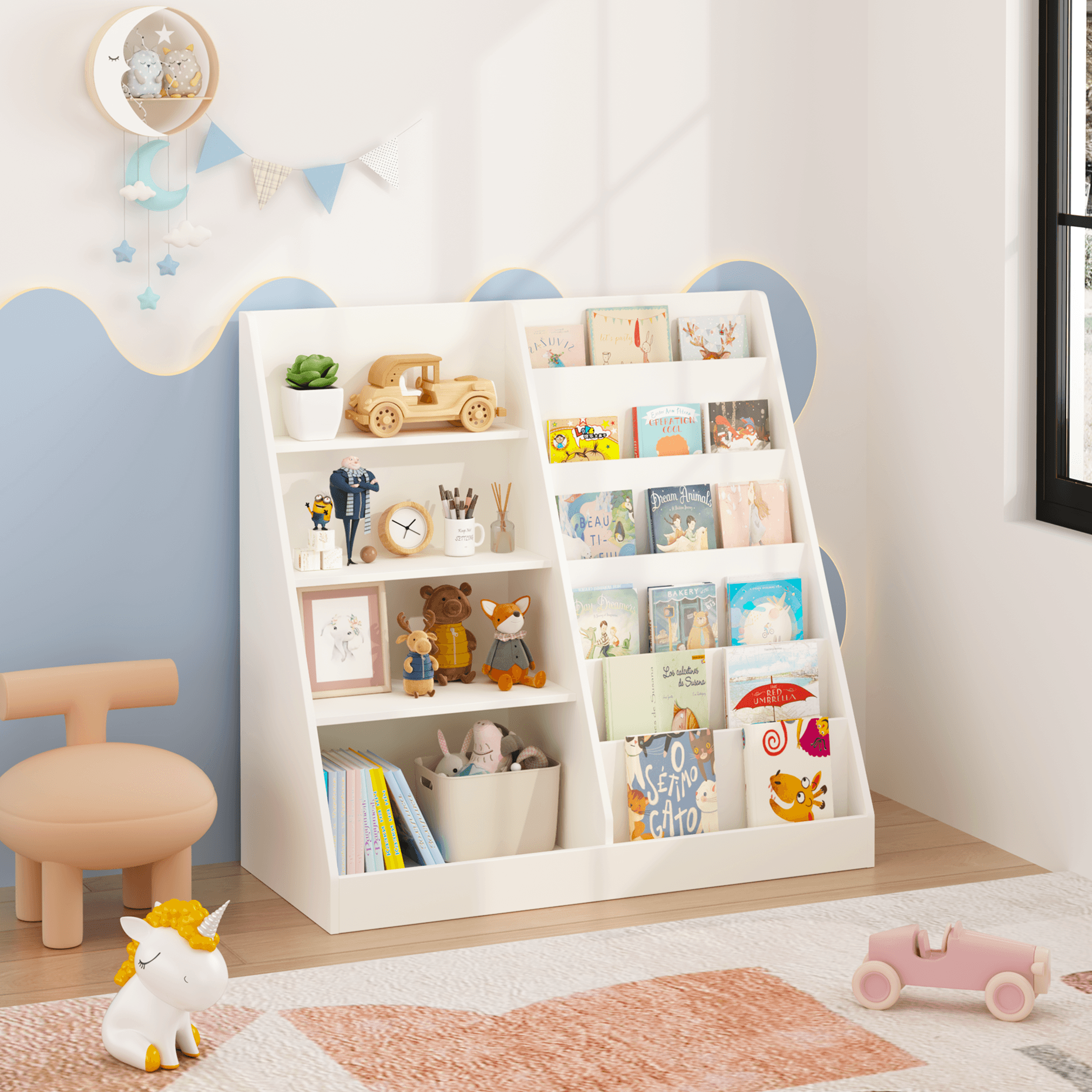Kids Bookshelf And Toy Storage Organizer, Multifunctional image 1