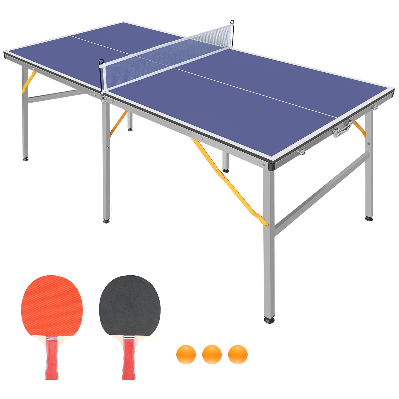 6ft Blue Mid-Size Table Tennis Table Foldable image 1